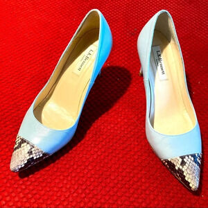 L.K. BENNETT Floret Animal Print  Toe Leather Made in Spain 3” Heel Pumps Shoes